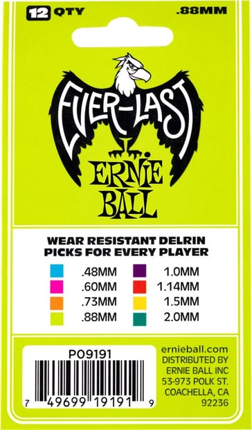 Ernie Ball Everlast .88mm Green 12 Pack Back