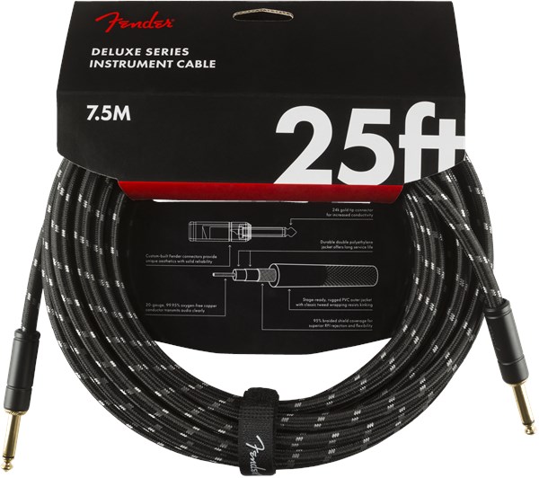 Fender Deluxe Cable 7.6m/25ft Black Tweed