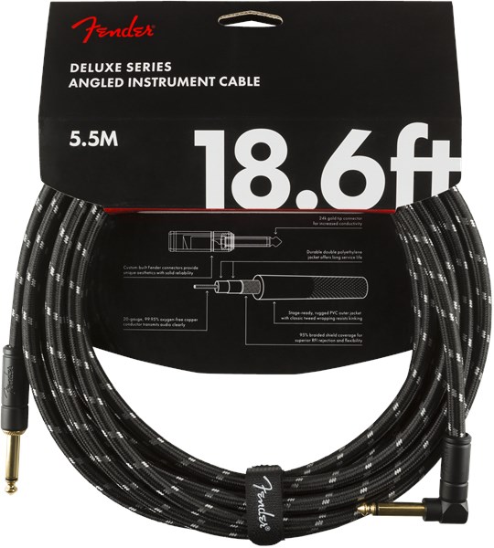 Fender Deluxe Cable 5.7m Black Tweed Angled