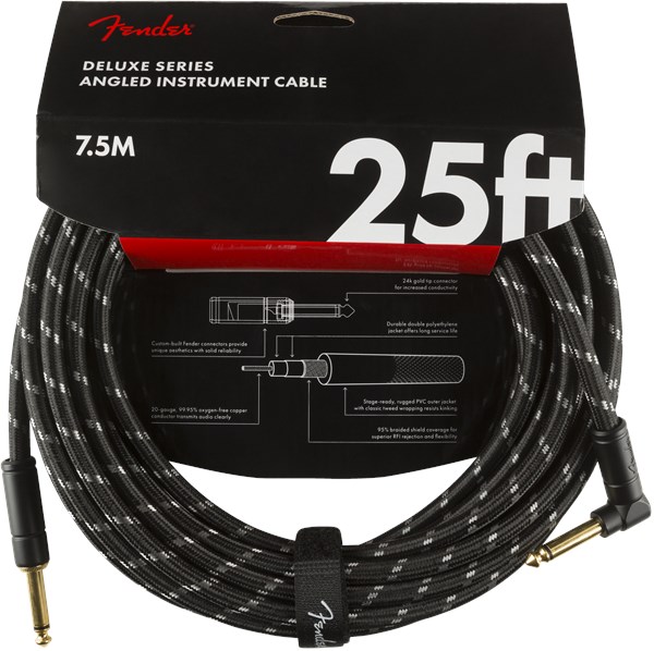 Fender Deluxe Cable Angled 7.6m Black Tweed