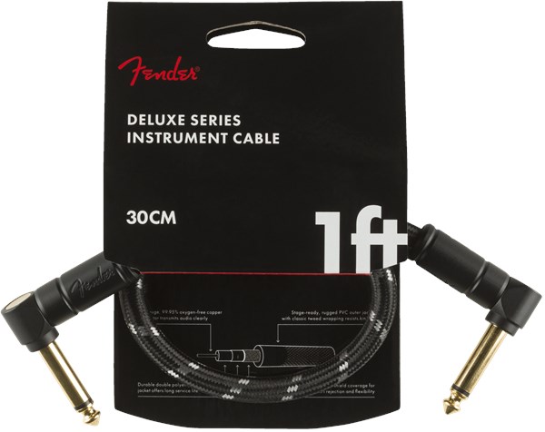 Fender Deluxe Patch Cable 30cm/1ft Black Tweed