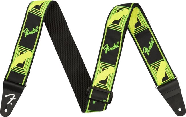 Fender Neon Monogrammed Strap, Green/Yellow