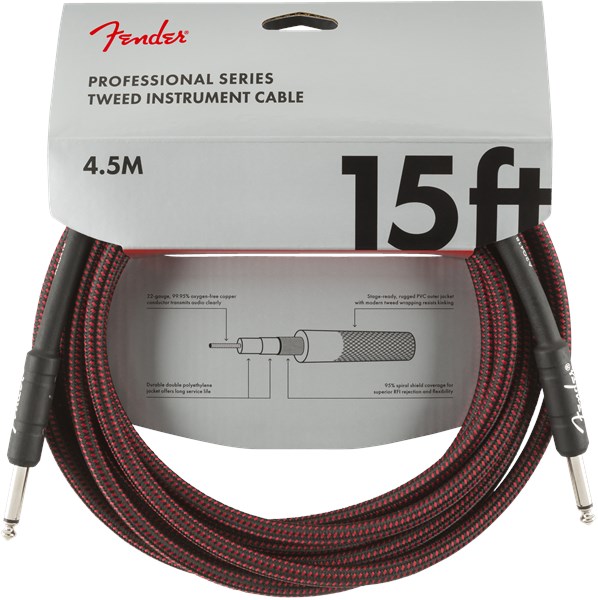 Fender Professional Cable 4.5m/15ft Red Tweed