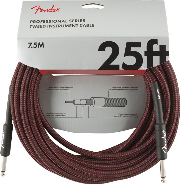 Fender Professional Cable 7.6m/25ft Red Tweed