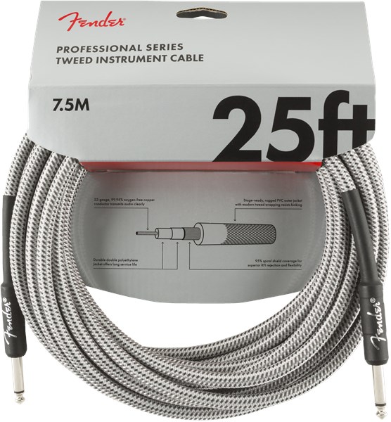 Fender Professional Cable 7.6m/25ft White Tweed