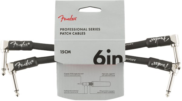 Fender Professional Patch Cable 6in Black 2 Pack