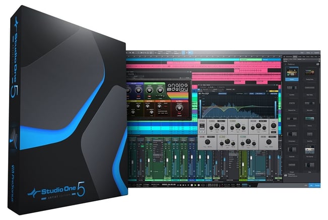 PreSonus Studio One 5 Artist, box and screenshot