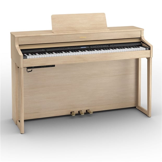 Roland HP-702 Digital Piano, oak, front slant view