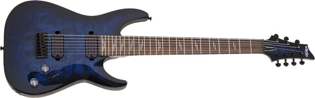 Schecter Omen Elite-7 See-Thru Blue Burst