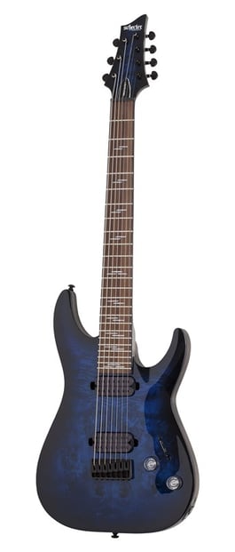 Schecter Omen Elite-7 See-Thru Blue Burst