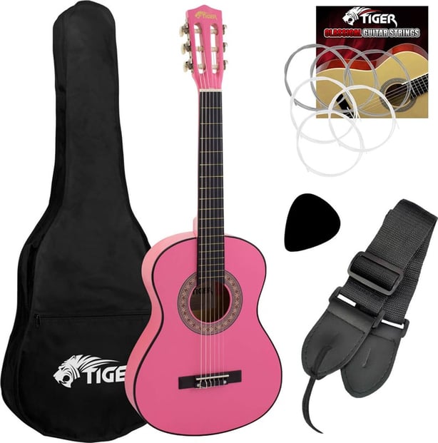 Tiger CLG4 Classical Guitar Starter Pack 3/4 Size Pink