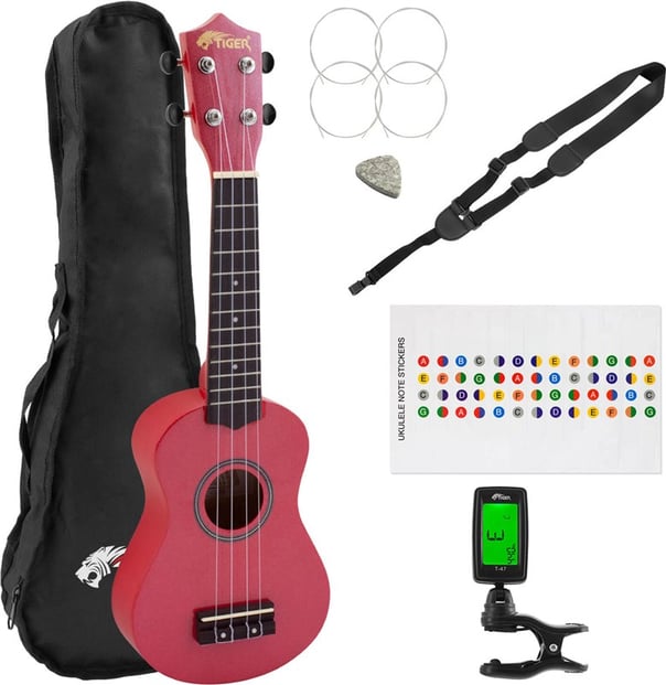 Tiger Soprano Ukulele Pack Red