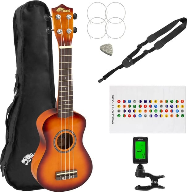 Tiger Soprano Ukulele Pack Sunburst