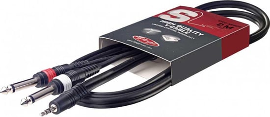 Stagg SYC Stereo Mini Jack to Dual Mono Jack Cable (2m/6ft) - SYC2/MPSB2P E