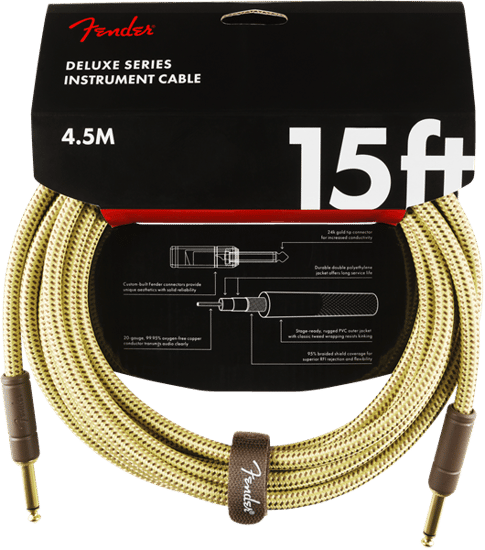 Fender Deluxe Instrument Cable, 4.5m/15ft, Tweed