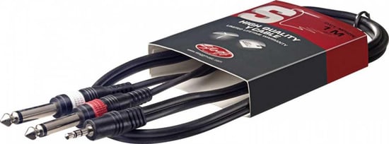 Stagg SYC Stereo Mini Jack to Dual Mono Jack Cable (1m/3ft) - SYC1/MPSB2P E